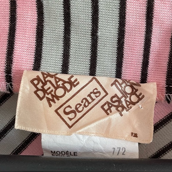 Vintage Size 9/10 Sears Dress Grey and Pink Stripped - Picture 11 of 11